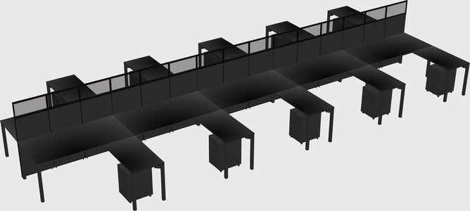 Shared l-shape cubicle