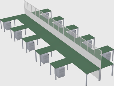 Shared l-shape cubicle