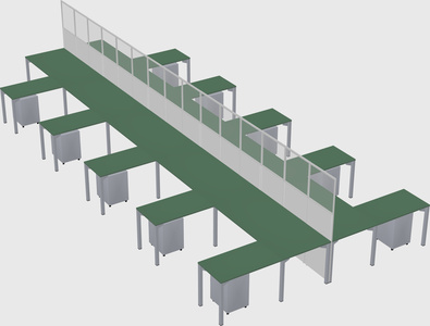 Shared l-shape cubicle