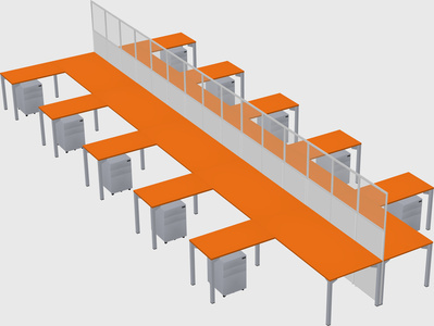Shared l-shape cubicle