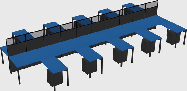 Shared l-shape cubicle