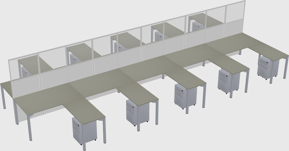 Shared l-shape cubicle