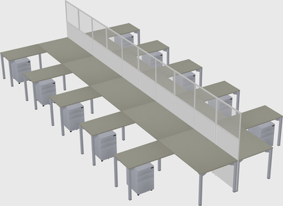 Shared l-shape cubicle