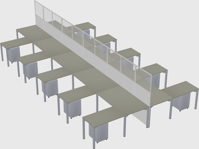 Shared l-shape cubicle
