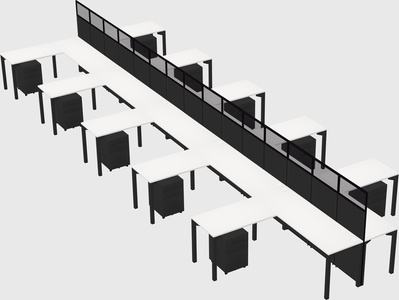 Shared l-shape cubicle