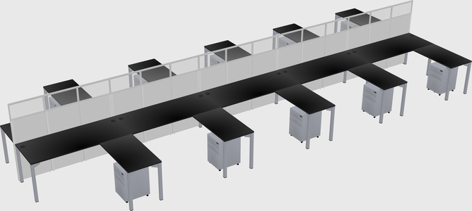 Shared l-shape cubicle