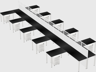 Shared l-shape cubicle