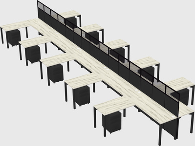 Shared l-shape cubicle