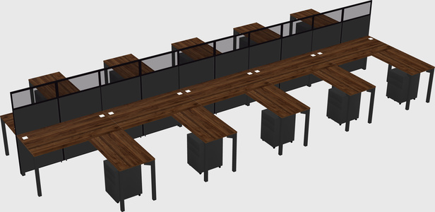 Shared l-shape cubicle