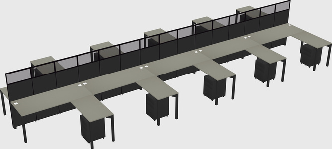 Shared l-shape cubicle