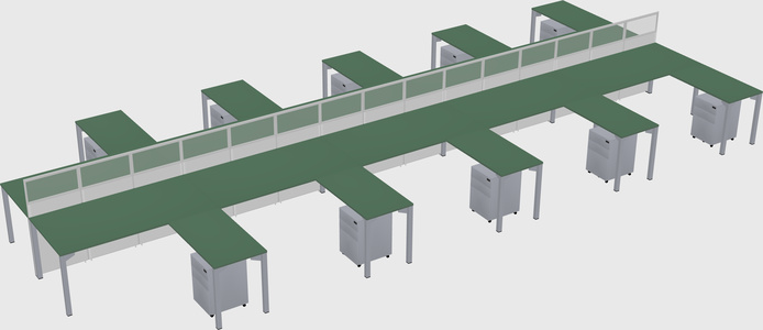 Shared l-shape cubicle