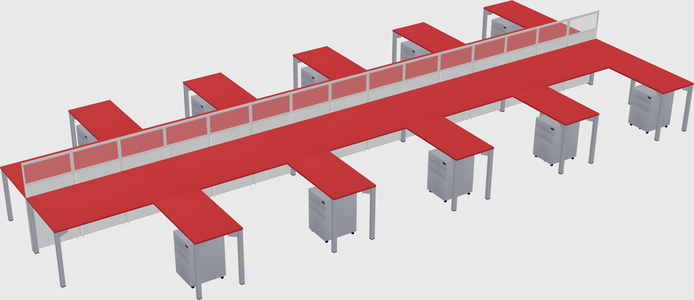 Shared l-shape cubicle