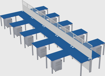 Shared l-shape cubicle