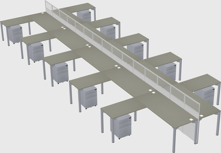 Shared l-shape cubicle