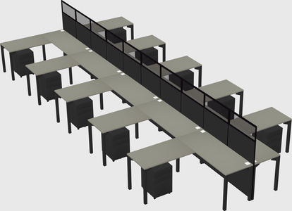 Shared l-shape cubicle