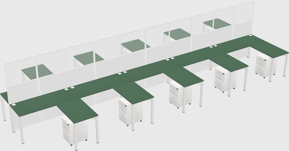 Shared l-shape cubicle