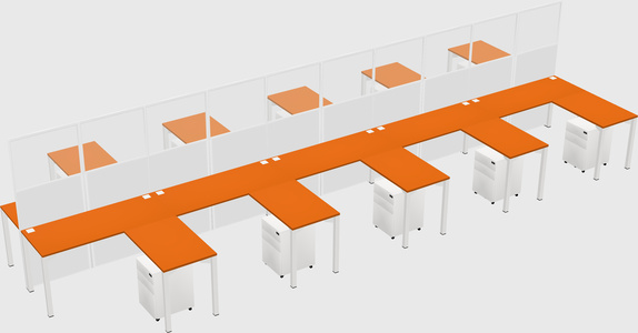 Shared l-shape cubicle