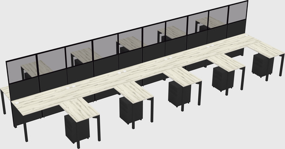 Shared l-shape cubicle