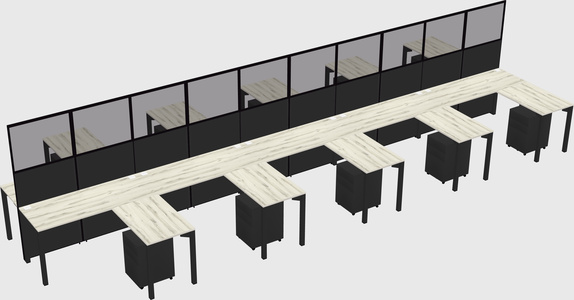 Shared l-shape cubicle