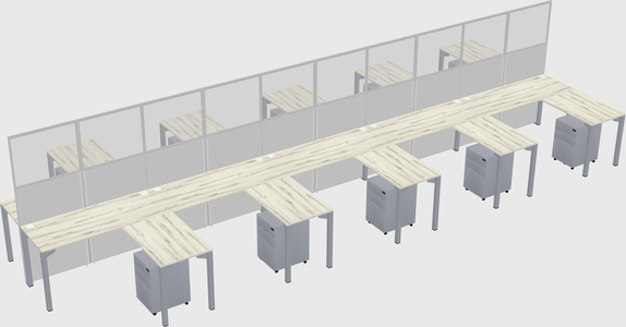Shared l-shape cubicle