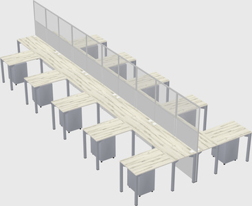 Shared l-shape cubicle