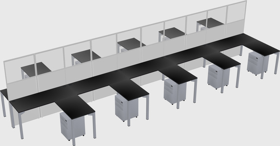 Shared l-shape cubicle