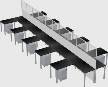 Shared l-shape cubicle