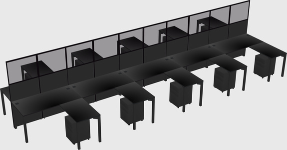 Shared l-shape cubicle