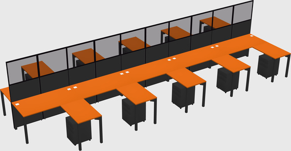 Shared l-shape cubicle