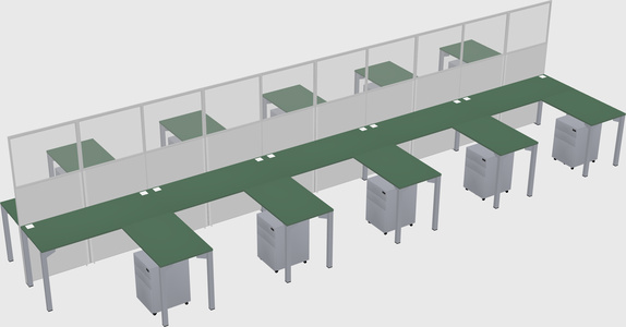 Shared l-shape cubicle