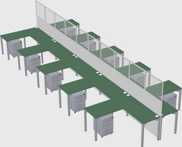 Shared l-shape cubicle