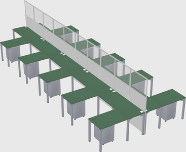 Shared l-shape cubicle