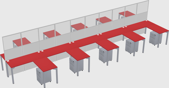 Shared l-shape cubicle