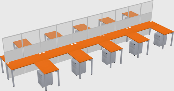 Shared l-shape cubicle