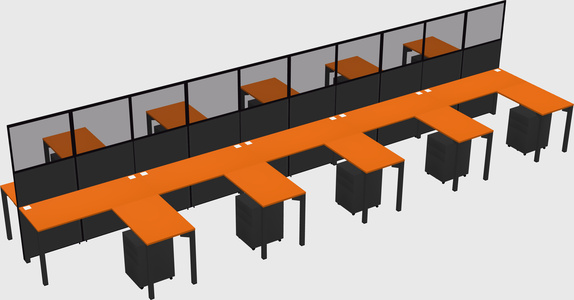 Shared l-shape cubicle