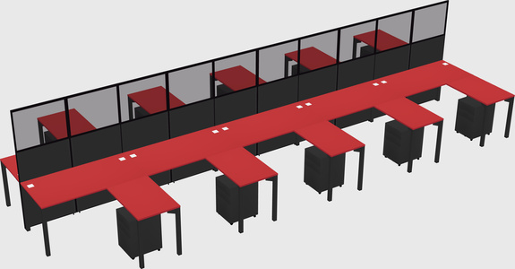Shared l-shape cubicle
