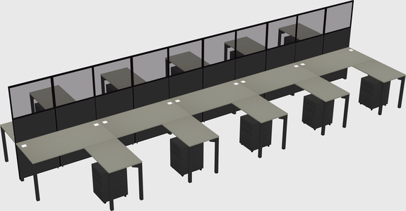 Shared l-shape cubicle
