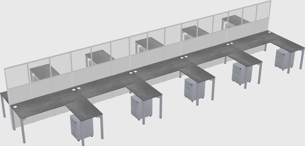 Shared l-shape cubicle