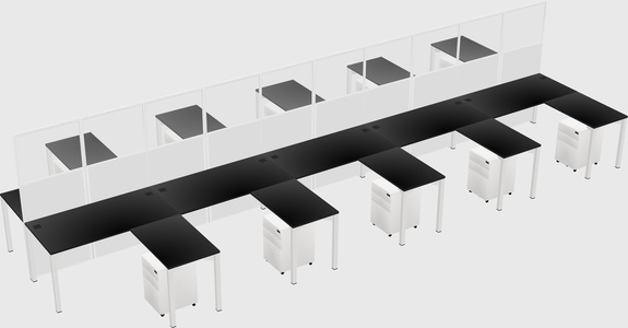 Shared l-shape cubicle