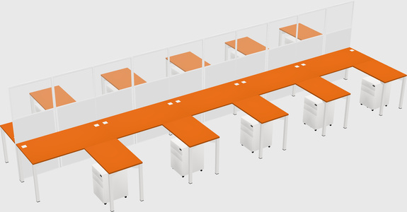 Shared l-shape cubicle