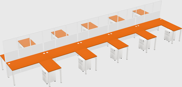 Shared l-shape cubicle