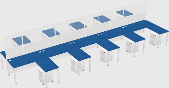 Shared l-shape cubicle