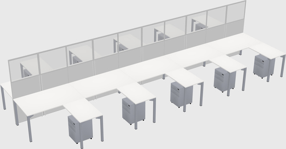 Shared l-shape cubicle