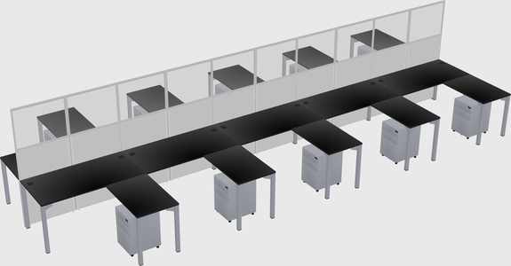 Shared l-shape cubicle