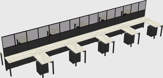 Shared l-shape cubicle