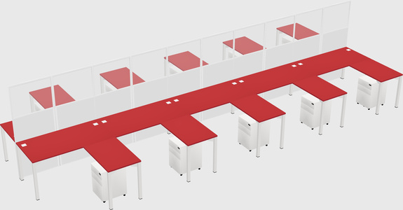 Shared l-shape cubicle