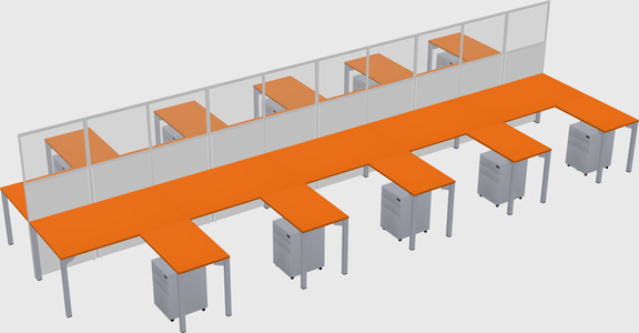 Shared l-shape cubicle