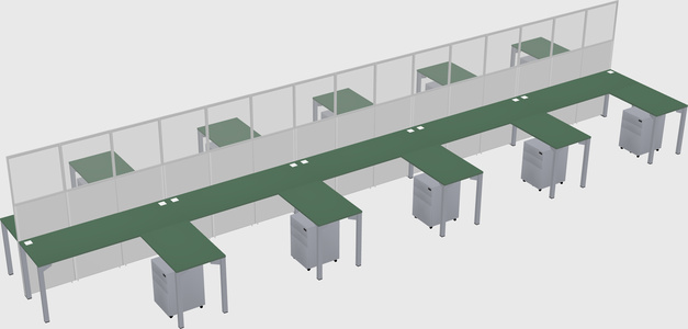 Shared l-shape cubicle