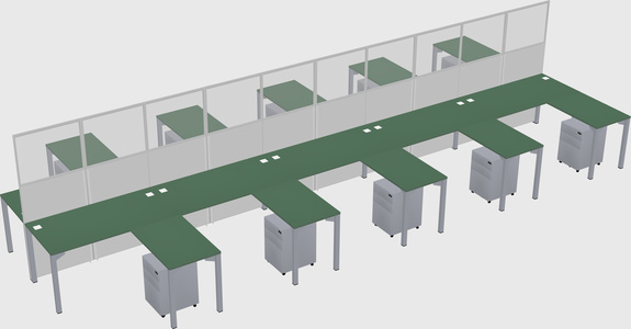 Shared l-shape cubicle