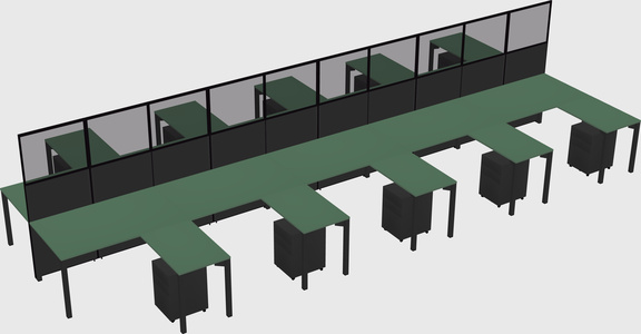 Shared l-shape cubicle